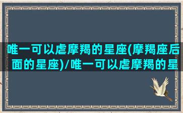 唯一可以虐摩羯的星座(摩羯座后面的星座)/唯一可以虐摩羯的星座(摩羯座后面的星座)-我的网站