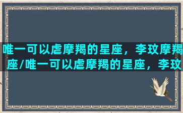 唯一可以虐摩羯的星座，李玟摩羯座/唯一可以虐摩羯的星座，李玟摩羯座-我的网站