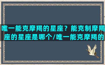 唯一能克摩羯的星座？能克制摩羯座的星座是哪个/唯一能克摩羯的星座？能克制摩羯座的星座是哪个-我的网站