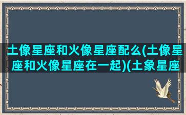 土像星座和火像星座配么(土像星座和火像星座在一起)(土象星座与火象星座配吗)