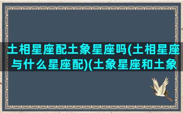 土相星座配土象星座吗(土相星座与什么星座配)(土象星座和土象星座配对)