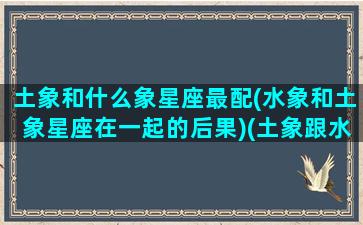 土象和什么象星座最配(水象和土象星座在一起的后果)(土象跟水象星座在一起不冲突吧)