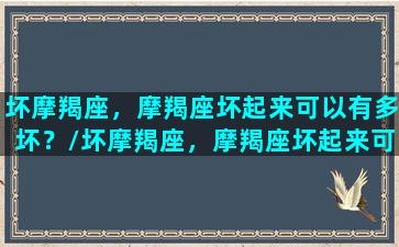 坏摩羯座，摩羯座坏起来可以有多坏？/坏摩羯座，摩羯座坏起来可以有多坏？-我的网站