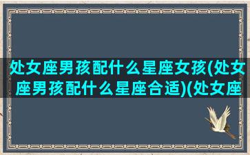 处女座男孩配什么星座女孩(处女座男孩配什么星座合适)(处女座的男生配什么星座)