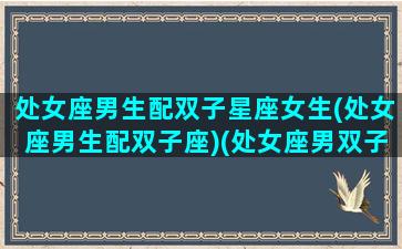 处女座男生配双子星座女生(处女座男生配双子座)(处女座男双子座女配对指数)