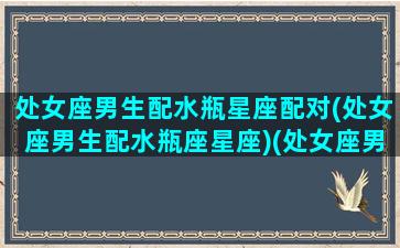 处女座男生配水瓶星座配对(处女座男生配水瓶座星座)(处女座男生配水瓶女吗)