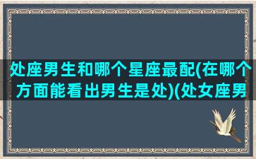 处座男生和哪个星座最配(在哪个方面能看出男生是处)(处女座男生和什么星座男生最配对)