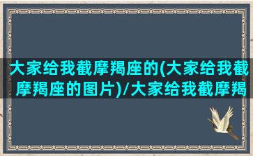 大家给我截摩羯座的(大家给我截摩羯座的图片)/大家给我截摩羯座的(大家给我截摩羯座的图片)-我的网站