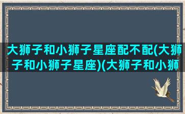 大狮子和小狮子星座配不配(大狮子和小狮子星座)(大狮子和小狮子在一起的寓意是什么)