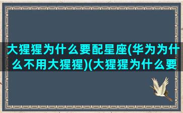 大猩猩为什么要配星座(华为为什么不用大猩猩)(大猩猩为什么要出门了)