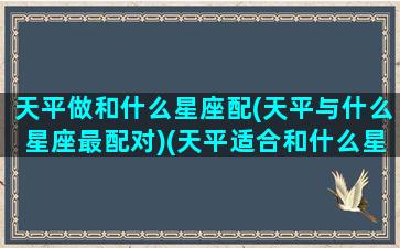 天平做和什么星座配(天平与什么星座最配对)(天平适合和什么星座做朋友)