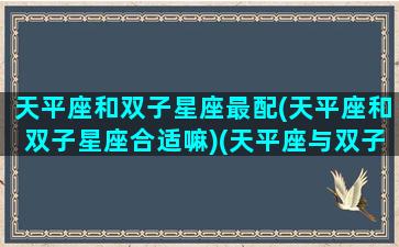 天平座和双子星座最配(天平座和双子星座合适嘛)(天平座与双子座配对指数)