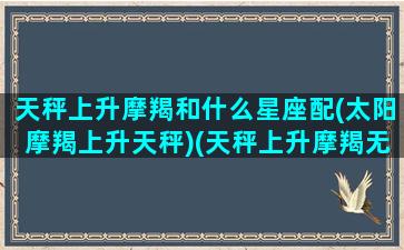 天秤上升摩羯和什么星座配(太阳摩羯上升天秤)(天秤上升摩羯无敌)