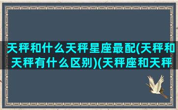 天秤和什么天秤星座最配(天秤和天秤有什么区别)(天秤座和天秤座的匹配)