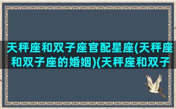 天秤座和双子座官配星座(天秤座和双子座的婚姻)(天秤座和双子最配)