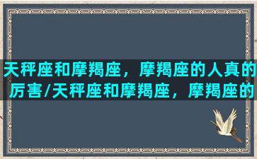 天秤座和摩羯座，摩羯座的人真的厉害/天秤座和摩羯座，摩羯座的人真的厉害-我的网站