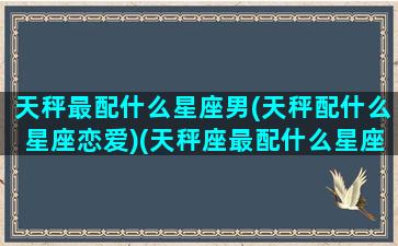 天秤最配什么星座男(天秤配什么星座恋爱)(天秤座最配什么星座的男朋友)