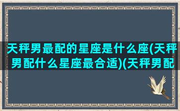 天秤男最配的星座是什么座(天秤男配什么星座最合适)(天秤男配什么星座最好的)