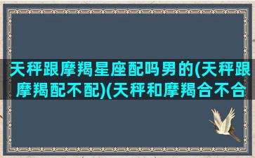 天秤跟摩羯星座配吗男的(天秤跟摩羯配不配)(天秤和摩羯合不合适)