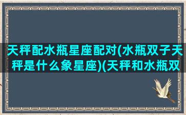 天秤配水瓶星座配对(水瓶双子天秤是什么象星座)(天秤和水瓶双子哪个更配)