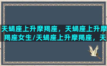 天蝎座上升摩羯座，天蝎座上升摩羯座女生/天蝎座上升摩羯座，天蝎座上升摩羯座女生-我的网站