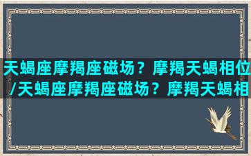 天蝎座摩羯座磁场？摩羯天蝎相位/天蝎座摩羯座磁场？摩羯天蝎相位-我的网站