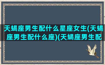 天蝎座男生配什么星座女生(天蝎座男生配什么座)(天蝎座男生配什么星座女生最好)