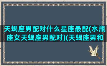 天蝎座男配对什么星座最配(水瓶座女天蝎座男配对)(天蝎座男和水瓶女星座配吗)