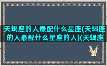 天蝎座的人最配什么星座(天蝎座的人最配什么星座的人)(天蝎座应该配哪个星座最好)