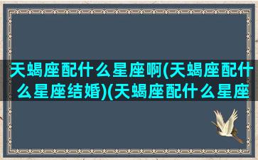 天蝎座配什么星座啊(天蝎座配什么星座结婚)(天蝎座配什么星座最好)