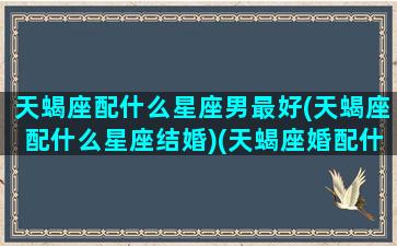 天蝎座配什么星座男最好(天蝎座配什么星座结婚)(天蝎座婚配什么星座最佳)