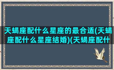 天蝎座配什么星座的最合适(天蝎座配什么星座结婚)(天蝎座配什么座好)