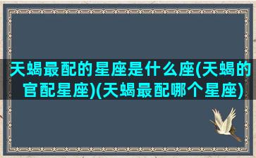 天蝎最配的星座是什么座(天蝎的官配星座)(天蝎最配哪个星座)