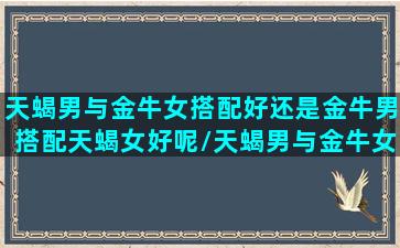 天蝎男与金牛女搭配好还是金牛男搭配天蝎女好呢/天蝎男与金牛女搭配好还是金牛男搭配天蝎女好呢-我的网站