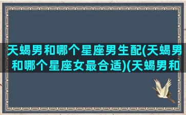 天蝎男和哪个星座男生配(天蝎男和哪个星座女最合适)(天蝎男和那个星座好)