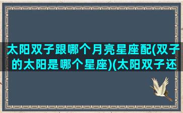 太阳双子跟哪个月亮星座配(双子的太阳是哪个星座)(太阳双子还是月亮双子)