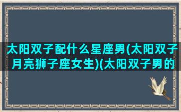 太阳双子配什么星座男(太阳双子月亮狮子座女生)(太阳双子男的爱情)