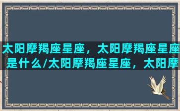 太阳摩羯座星座，太阳摩羯座星座是什么/太阳摩羯座星座，太阳摩羯座星座是什么-我的网站