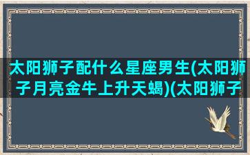 太阳狮子配什么星座男生(太阳狮子月亮金牛上升天蝎)(太阳狮子月亮狮子男性格)