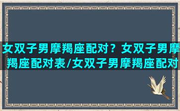 女双子男摩羯座配对？女双子男摩羯座配对表/女双子男摩羯座配对？女双子男摩羯座配对表-我的网站