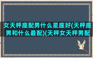 女天秤座配男什么星座好(天秤座男和什么最配)(天秤女天秤男配对指数)