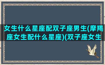 女生什么星座配双子座男生(摩羯座女生配什么星座)(双子座女生和什么星座的男生配)