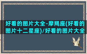 好看的图片大全-摩羯座(好看的图片十二星座)/好看的图片大全-摩羯座(好看的图片十二星座)-我的网站