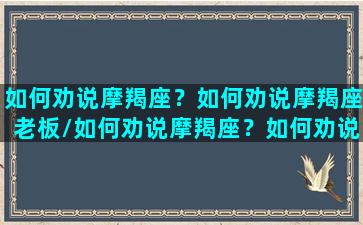 如何劝说摩羯座？如何劝说摩羯座老板/如何劝说摩羯座？如何劝说摩羯座老板-我的网站