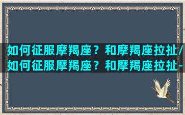 如何征服摩羯座？和摩羯座拉扯/如何征服摩羯座？和摩羯座拉扯-我的网站