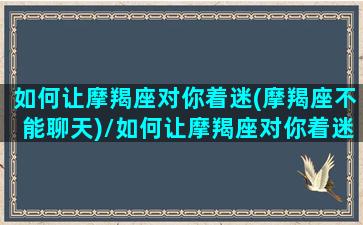 如何让摩羯座对你着迷(摩羯座不能聊天)/如何让摩羯座对你着迷(摩羯座不能聊天)-我的网站