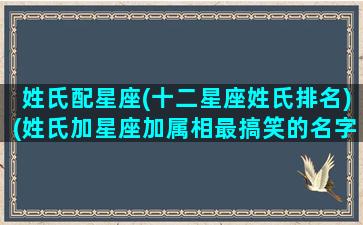 姓氏配星座(十二星座姓氏排名)(姓氏加星座加属相最搞笑的名字)