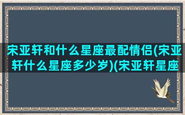 宋亚轩和什么星座最配情侣(宋亚轩什么星座多少岁)(宋亚轩星座配对)