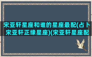 宋亚轩星座和谁的星座最配(占卜宋亚轩正缘星座)(宋亚轩星座配对)