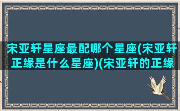 宋亚轩星座最配哪个星座(宋亚轩正缘是什么星座)(宋亚轩的正缘性格)